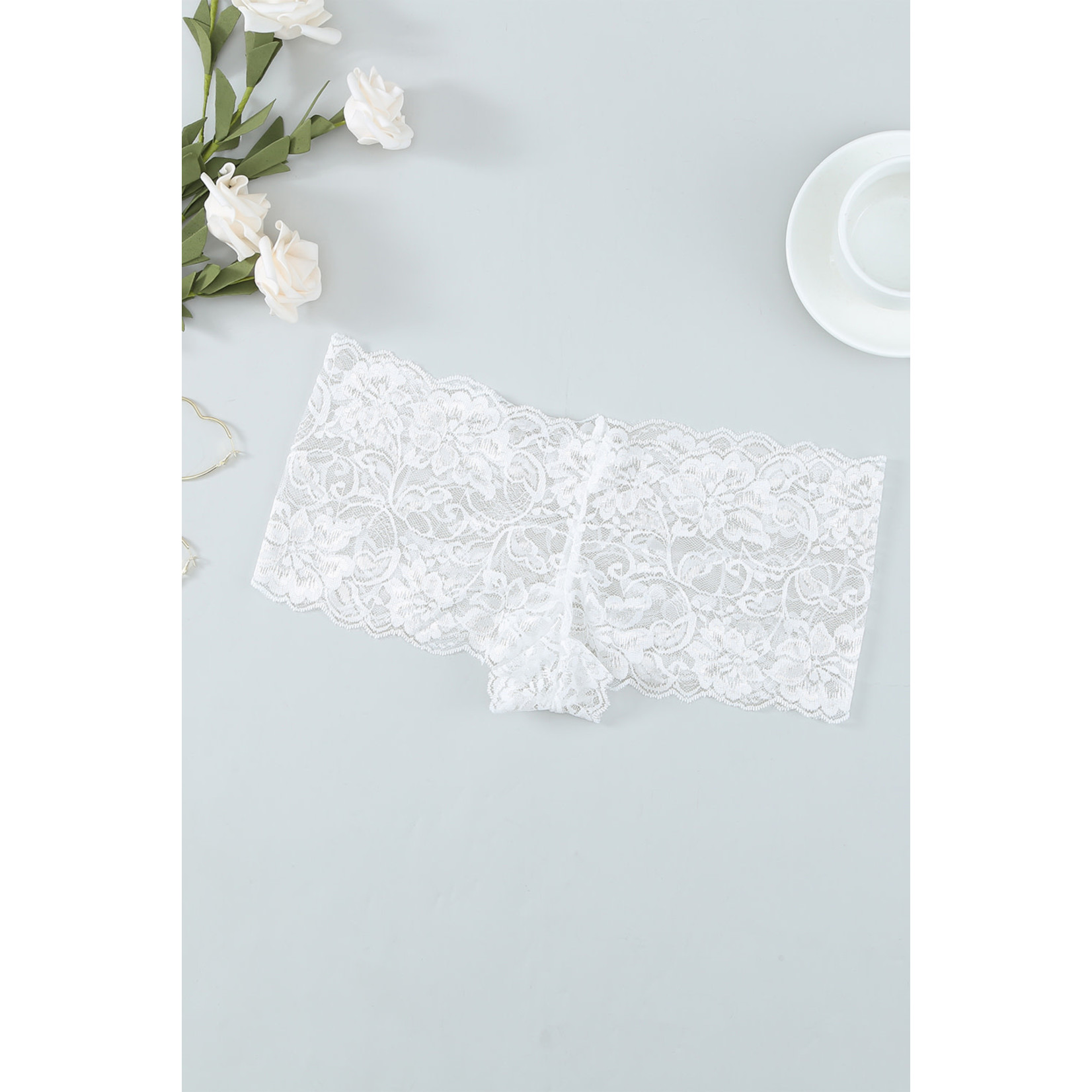 WHITE TRANSLUCENT LACE PANTY WHITE, SIZE:(US 4-6)SMALL