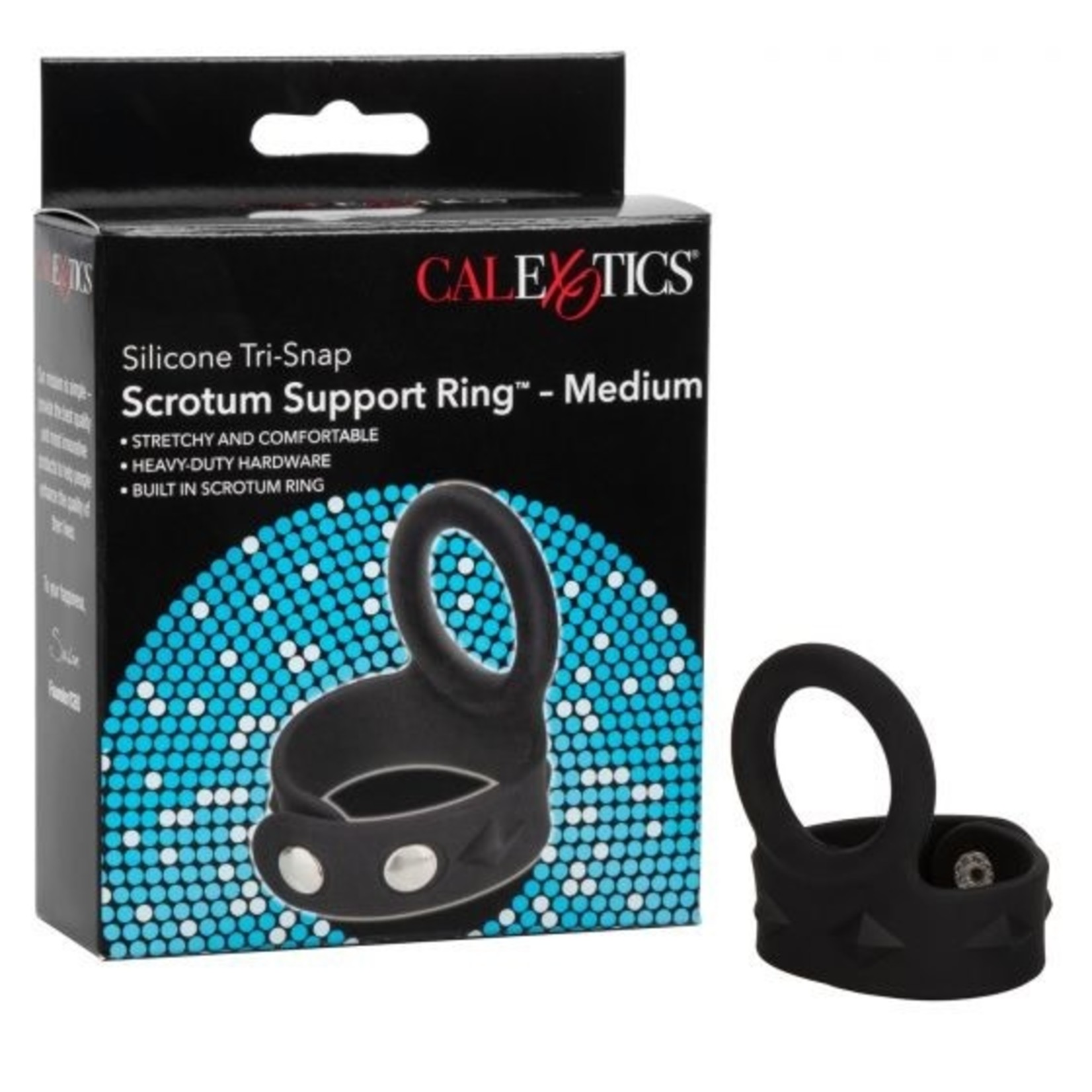 CALEXOTICS SILICONE TRI-SNAP SCROTUM SUPPORT RING - MEDIUM