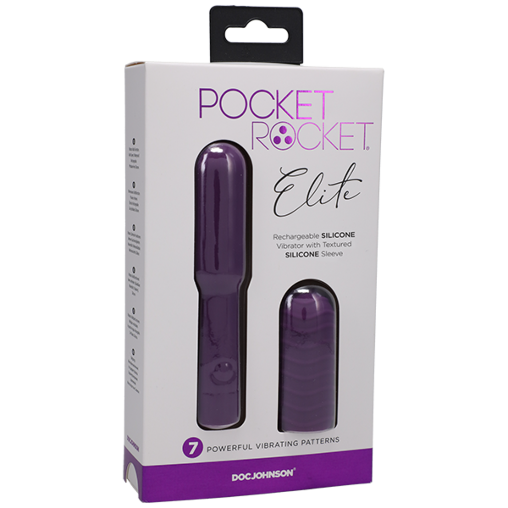 DOC JOHNSON POCKET ROCKET - ELITE - RECHARGEABLE WITH REMOVABLE SLEEVE - PURPLE