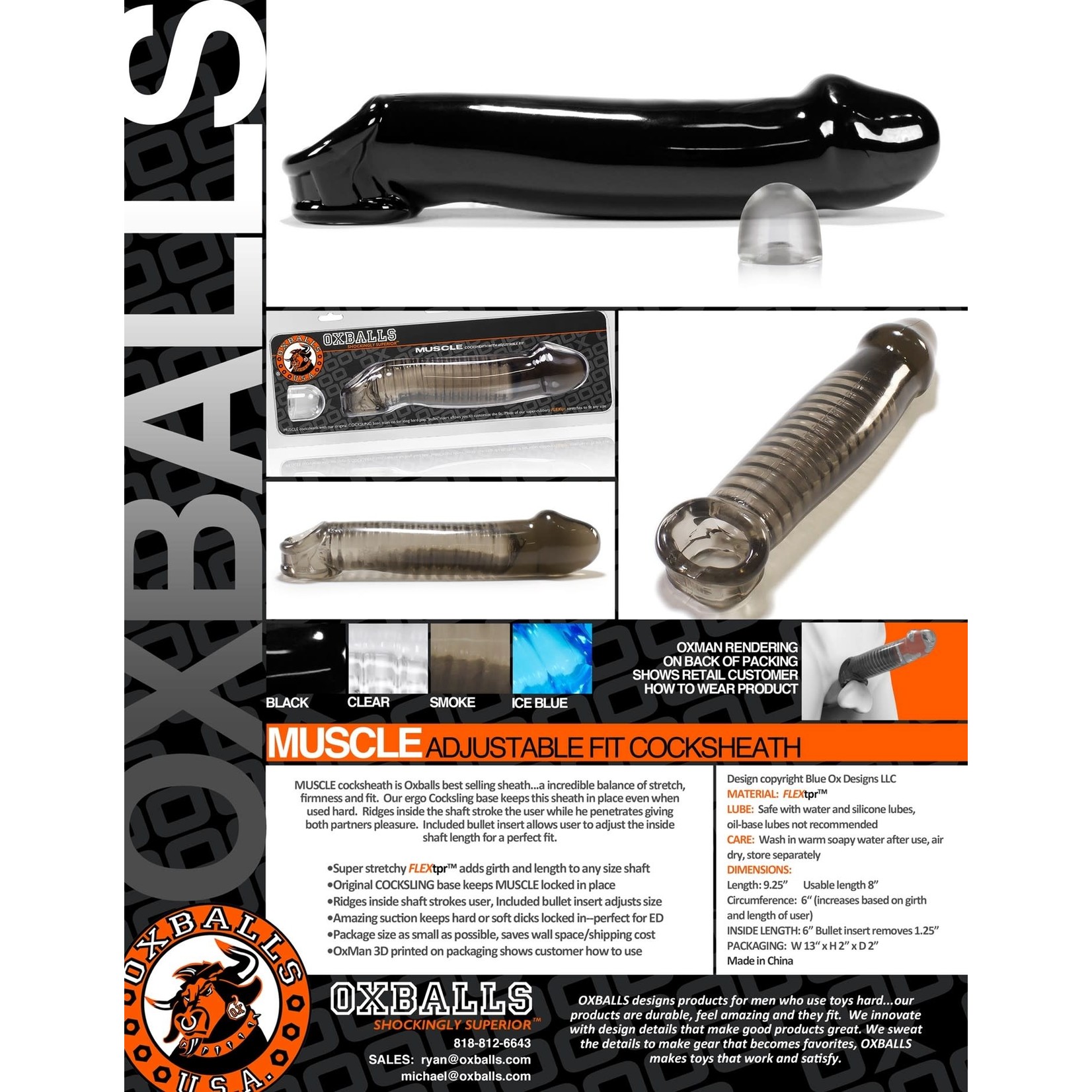 OXBALLS OXBALLS MUSCLE COCKSHEATH - PENIS EXTENDER - CLEAR