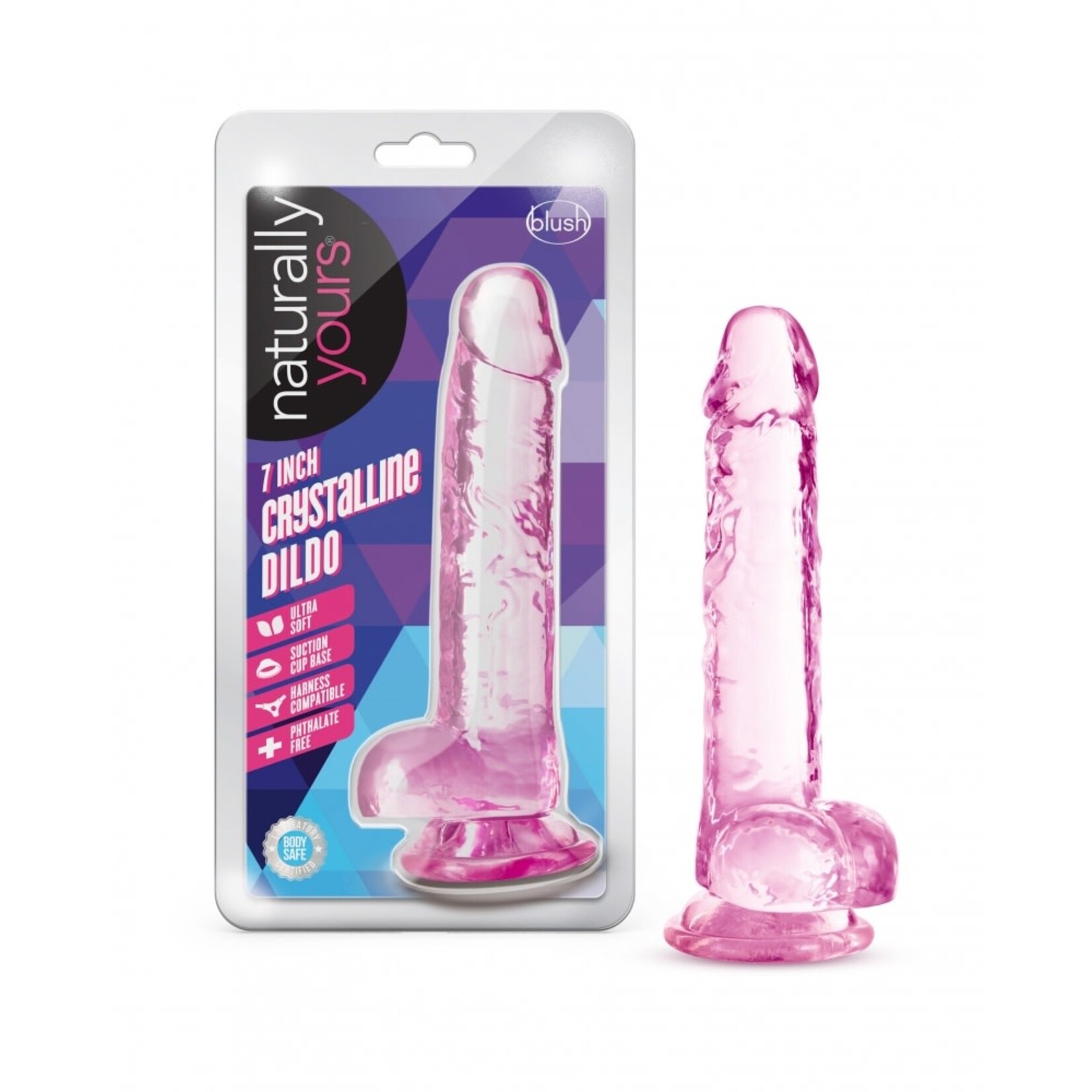 BLUSH BLUSH - NATURALLY YOURS - 7" CRYSTALLINE DILDO - ROSE