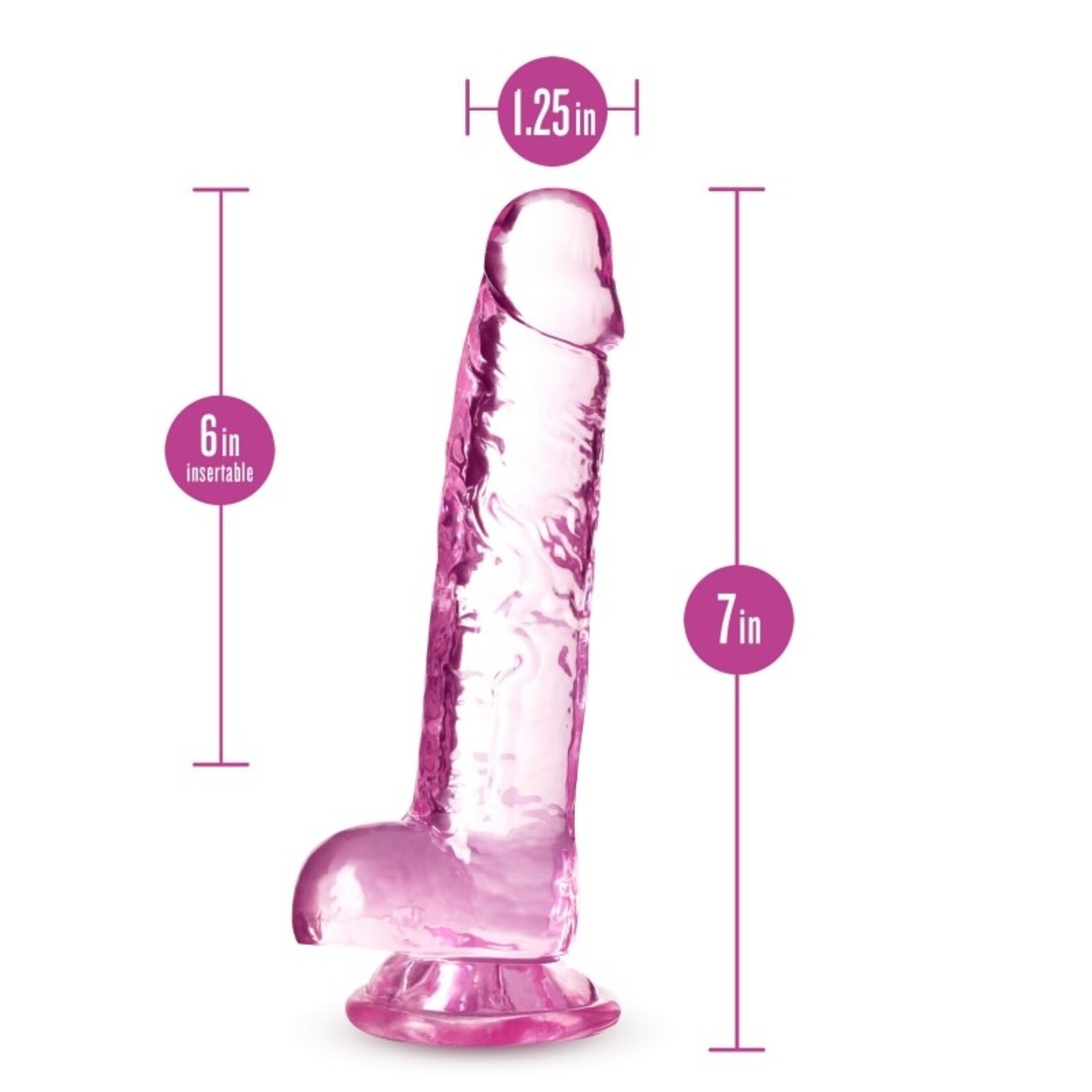BLUSH BLUSH - NATURALLY YOURS - 7" CRYSTALLINE DILDO - ROSE