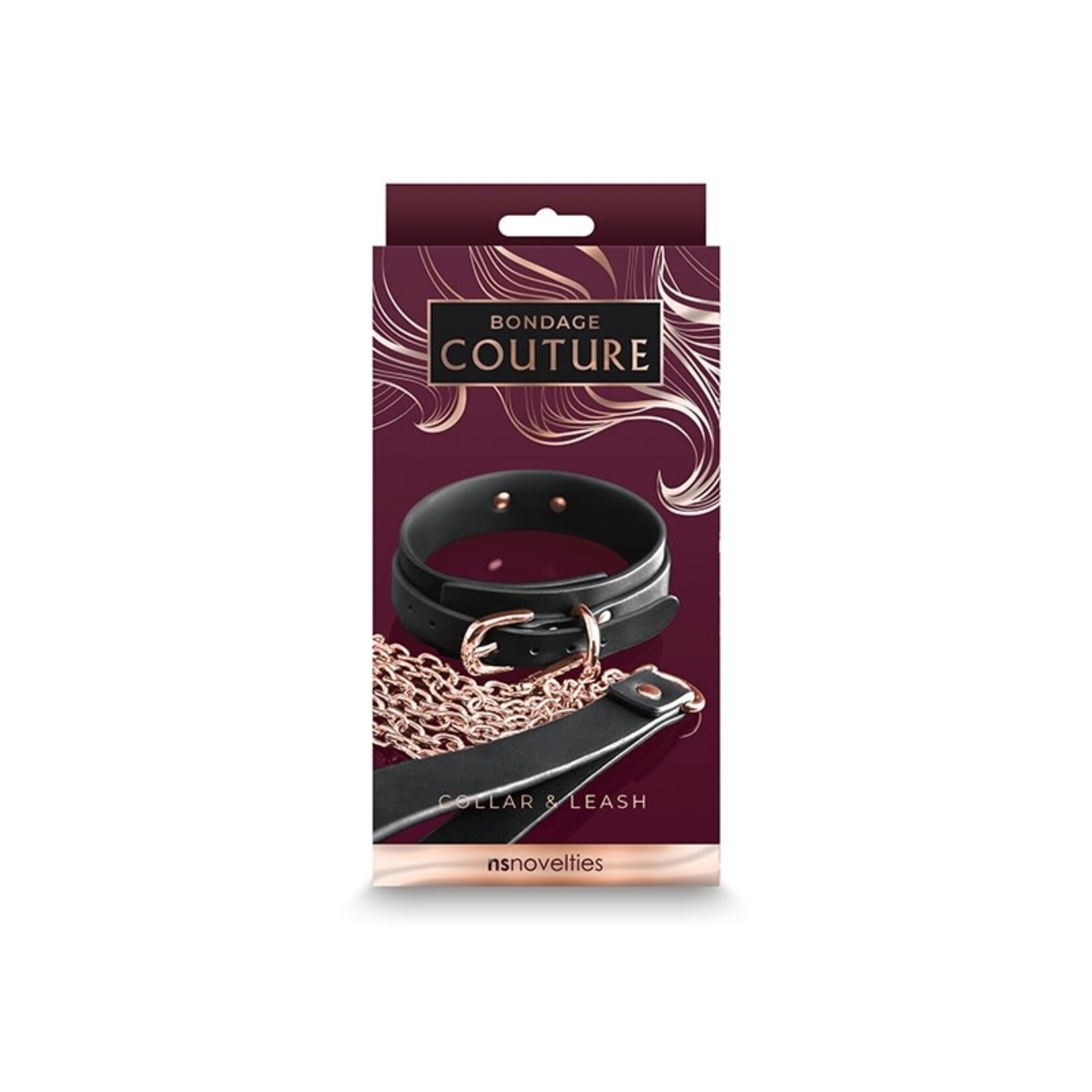 NS NOVELTIES NS - BONDAGE COUTURE - COLLAR AND LEASH - BLACK