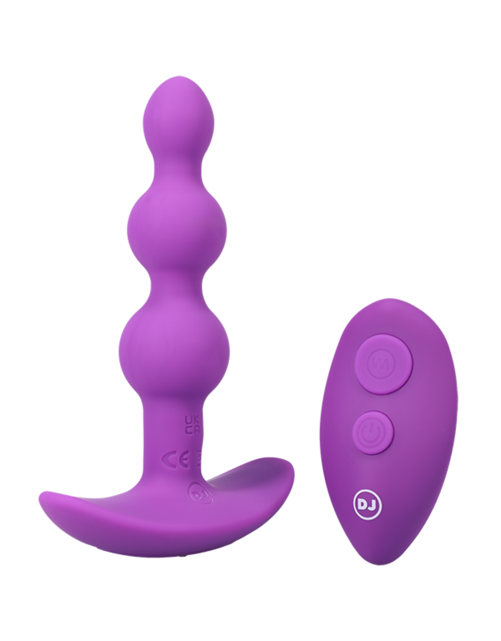 DOC JOHNSON A-PLAY - BEADED VIBE - RECHARGEABLE SILICONE ANAL PLUG WITH REMOTE - PURPLE