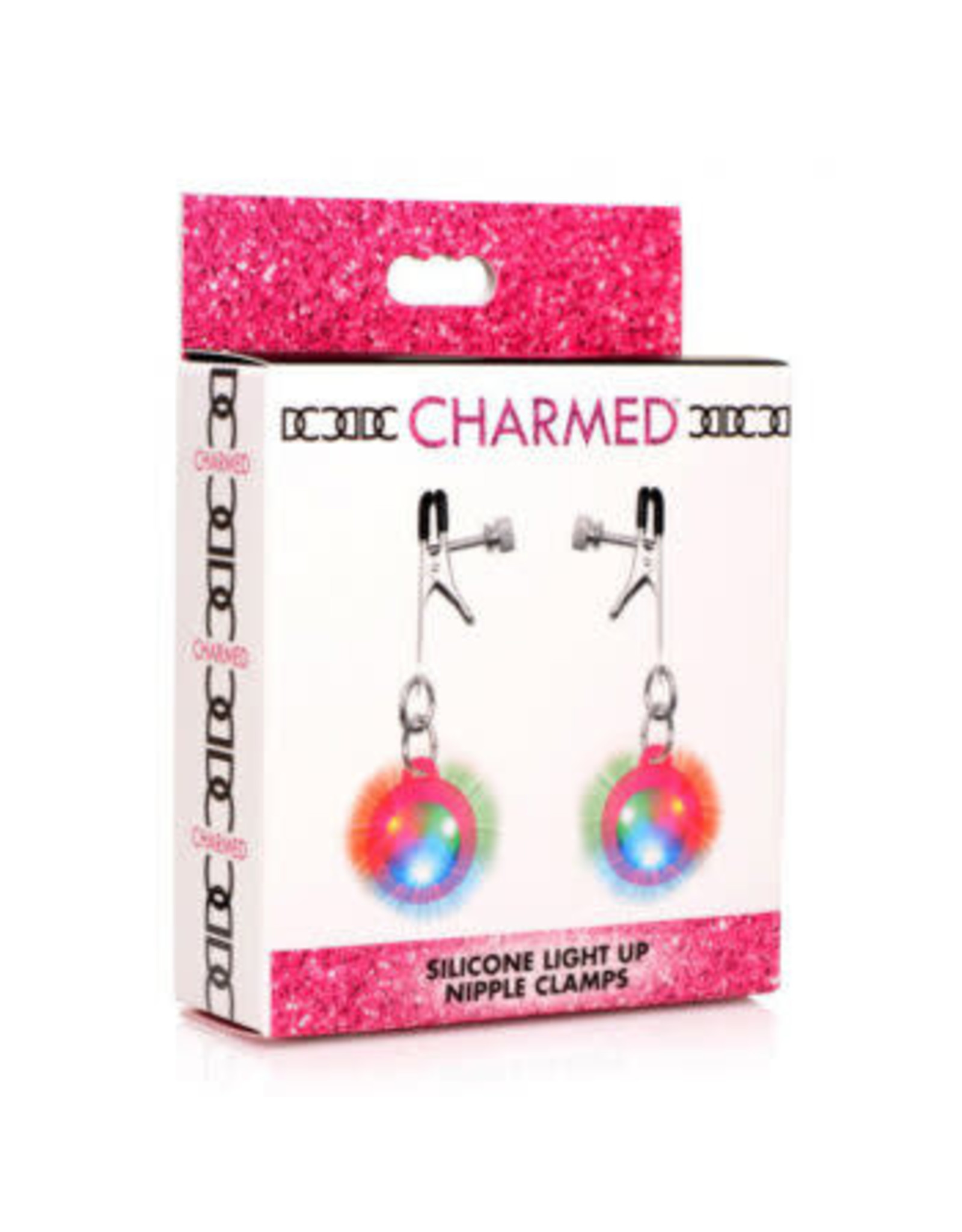 XR BRANDS CHARMED SILICONE LIGHT UP NIPPLE CLAMPS