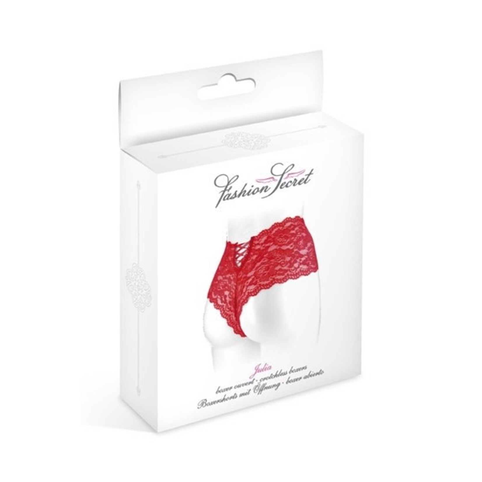 FASHION SECRET - JULIA CROTCHLESS LACED BOXER - RED