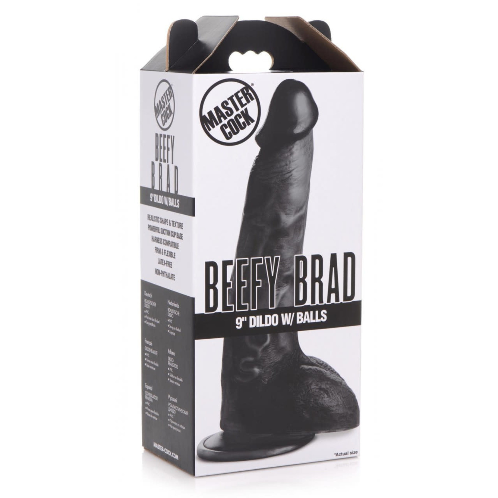 XR BRANDS MASTER COCK - BEEFY BRAD 9" BALLSY DILDO - BLACK