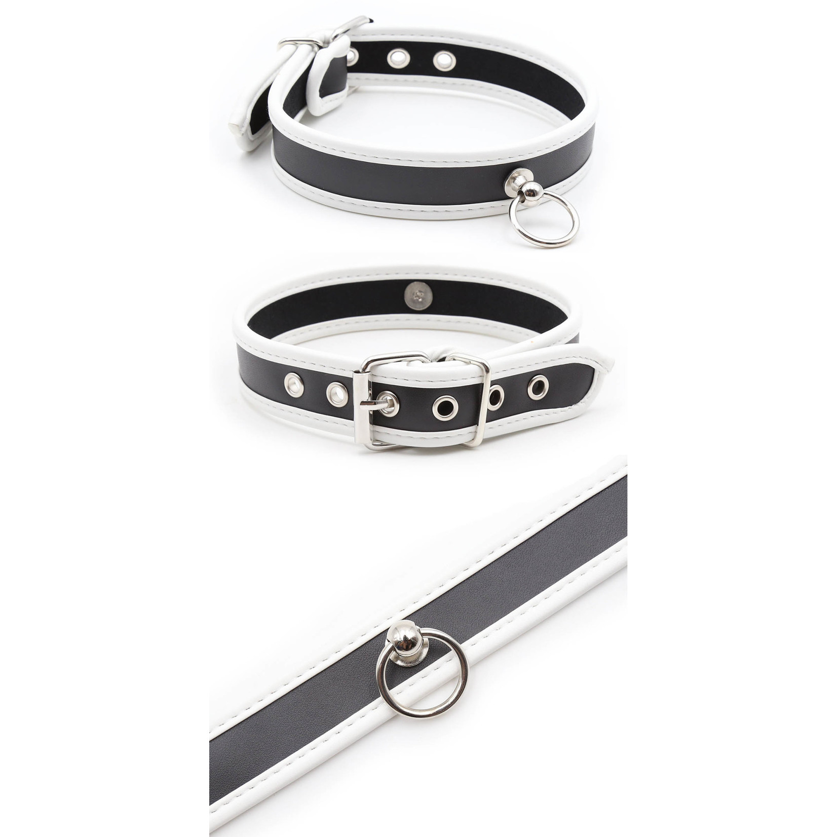 ADJUSTABLE PU LEATHER CHOKER COLLAR WHITE