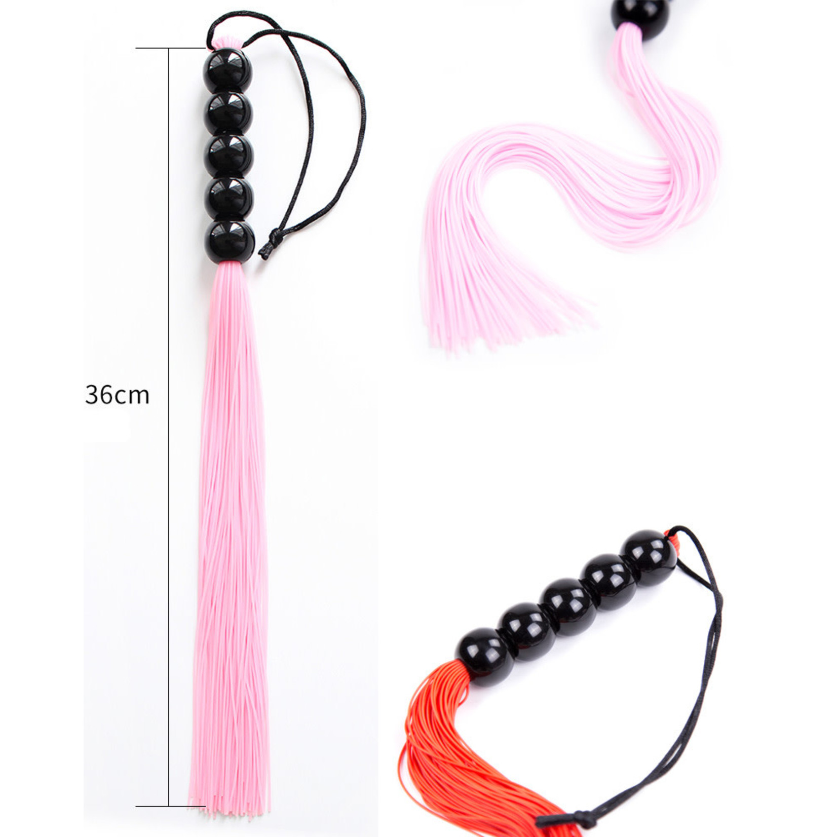 SILICONE WHIP WITH BEAD HANDLE PINK