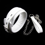 WHITE PU LEATHER COLLAR AND LEASH SET