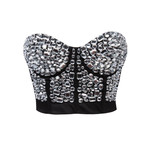 RHINESTONE COVER BUSTIER TOP SILVER LARGE