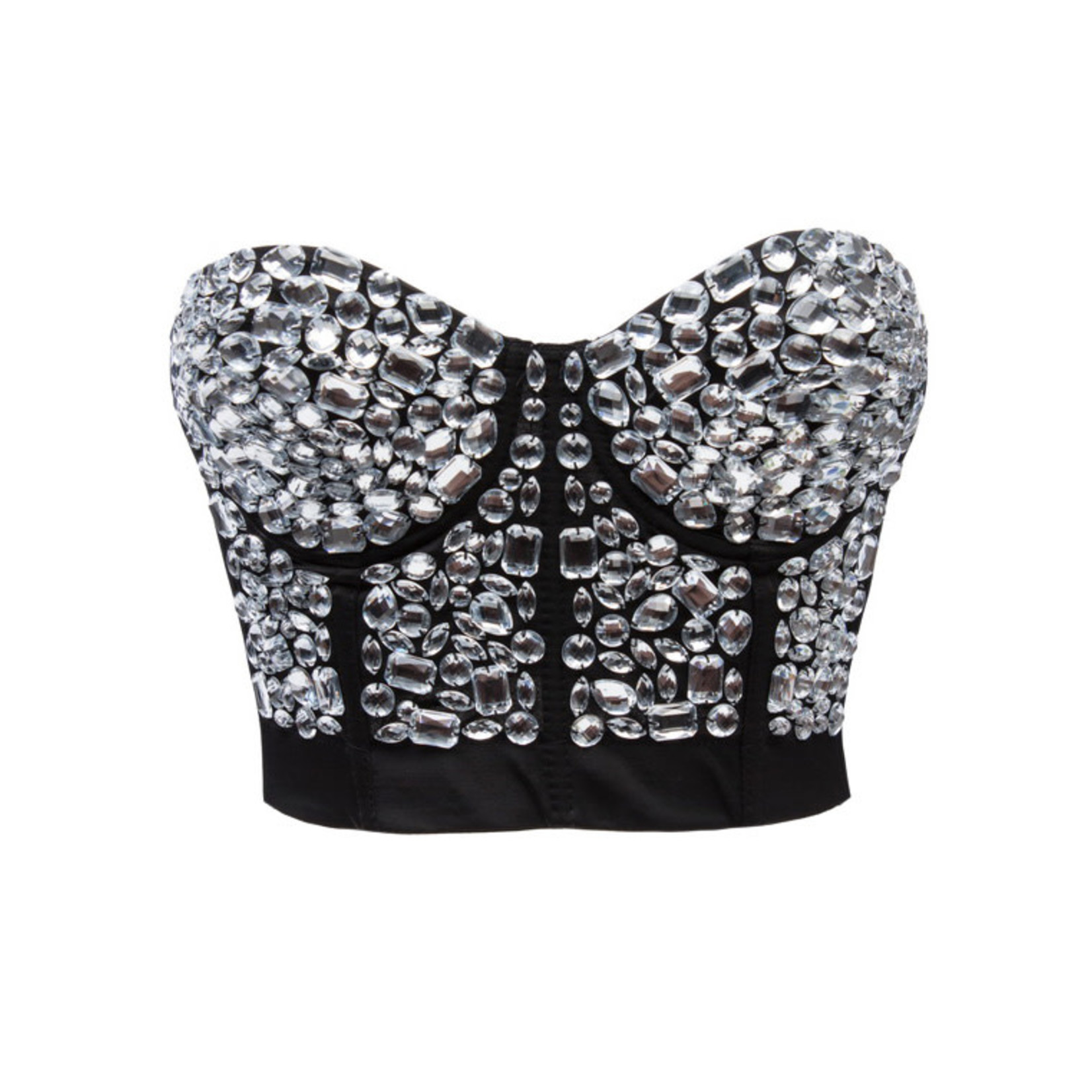 RHINESTONE COVER BUSTIER TOP SILVER MEDIUM