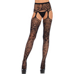 NET AND LACE SUSPENDER PANTYHOSE O/S