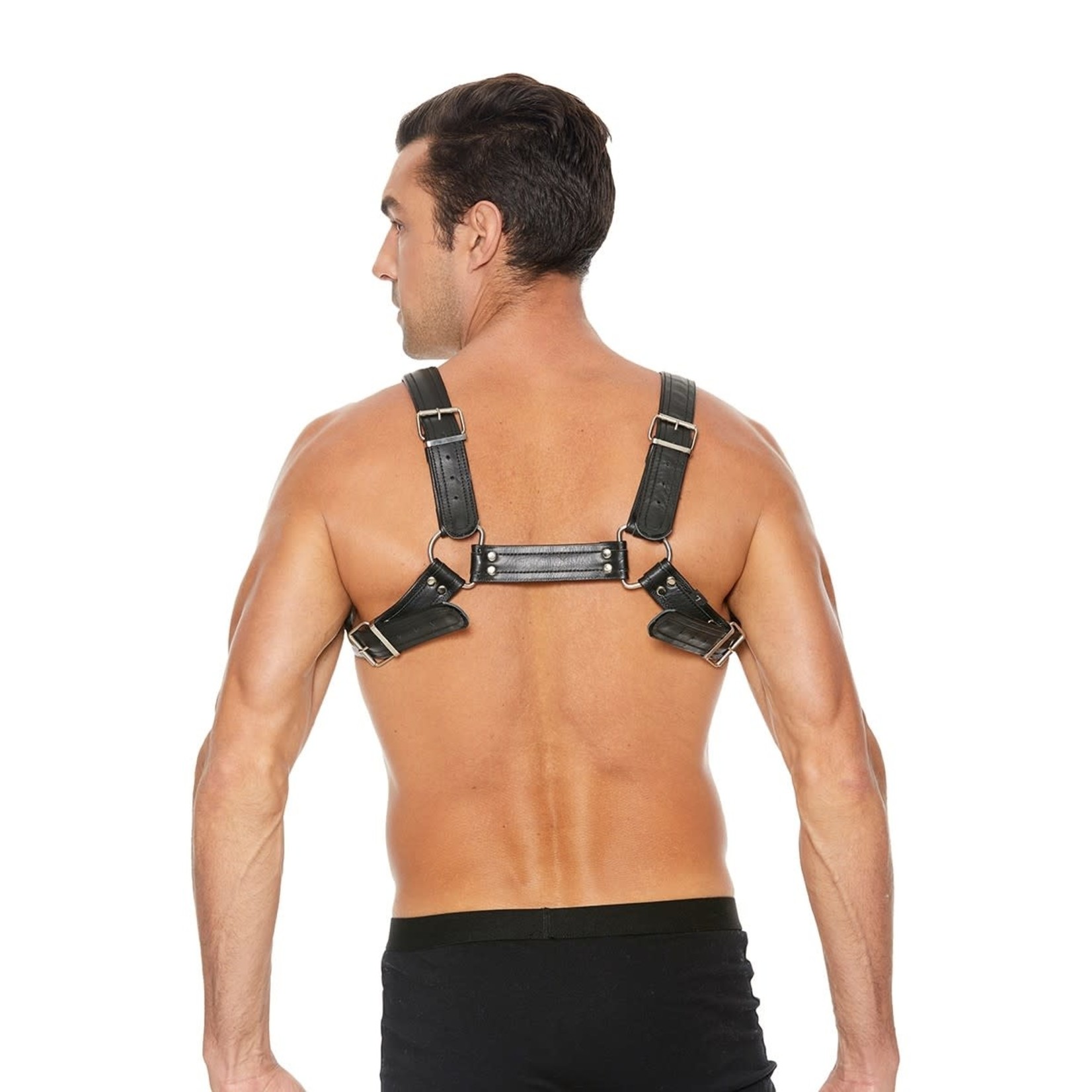 OUCH OUCH! BONDED LEATHER BULLDOG CHEST HARNESS - S/M