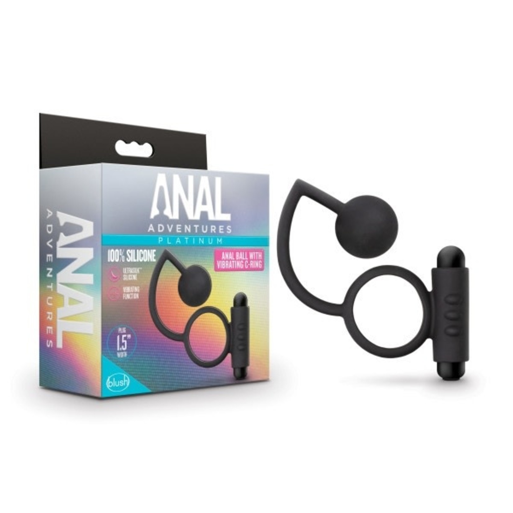 BLUSH BLUSH - ANAL ADVENTURES PLATINUM - SILICONE ANAL BALL W VIBRATING C-RING - BLACK