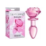 XR BRANDS BOOTY SPARKS - PINK ROSE GLASS ANAL PLUG - SMALL