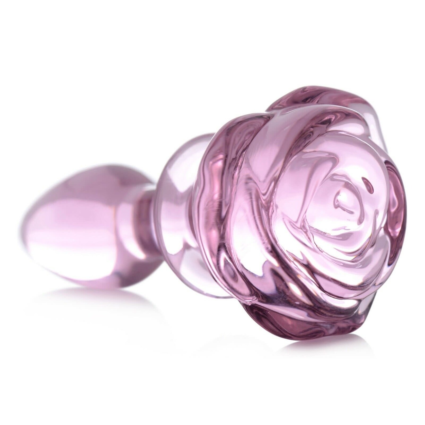 XR BRANDS BOOTY SPARKS - PINK ROSE GLASS ANAL PLUG - SMALL