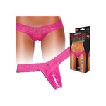 STIMULATING PANTIES WITH PEARL PLEASURE BEADS - PINK - S/M