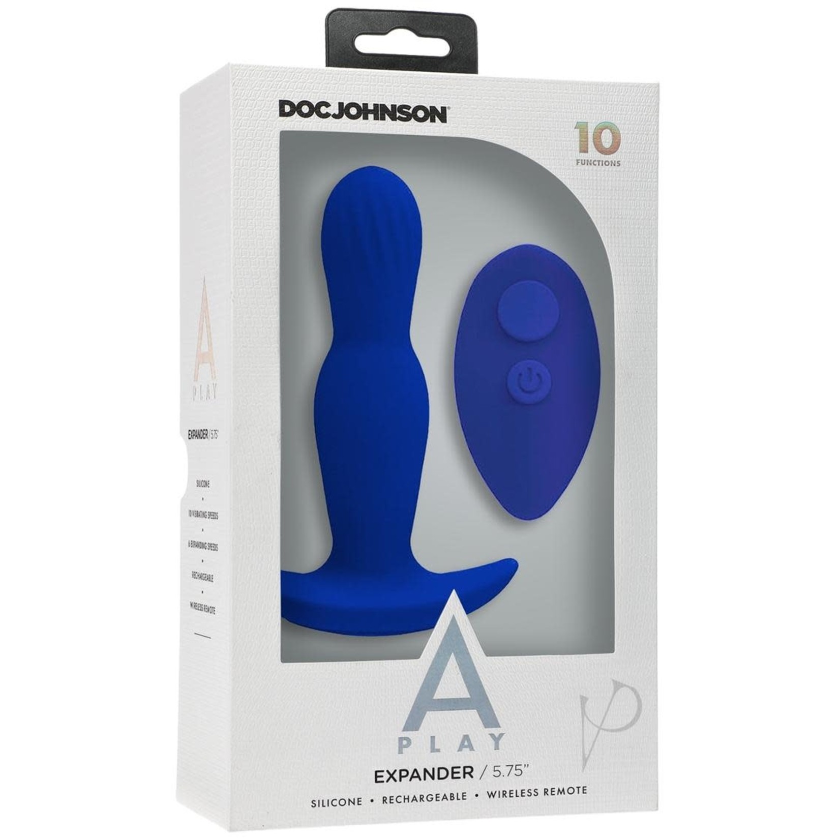 DOC JOHNSON A-PLAY - EXPANDER - RECHARGEABLE SILICONE ANAL PLUG WITH REMOTE - ROYAL BLUE