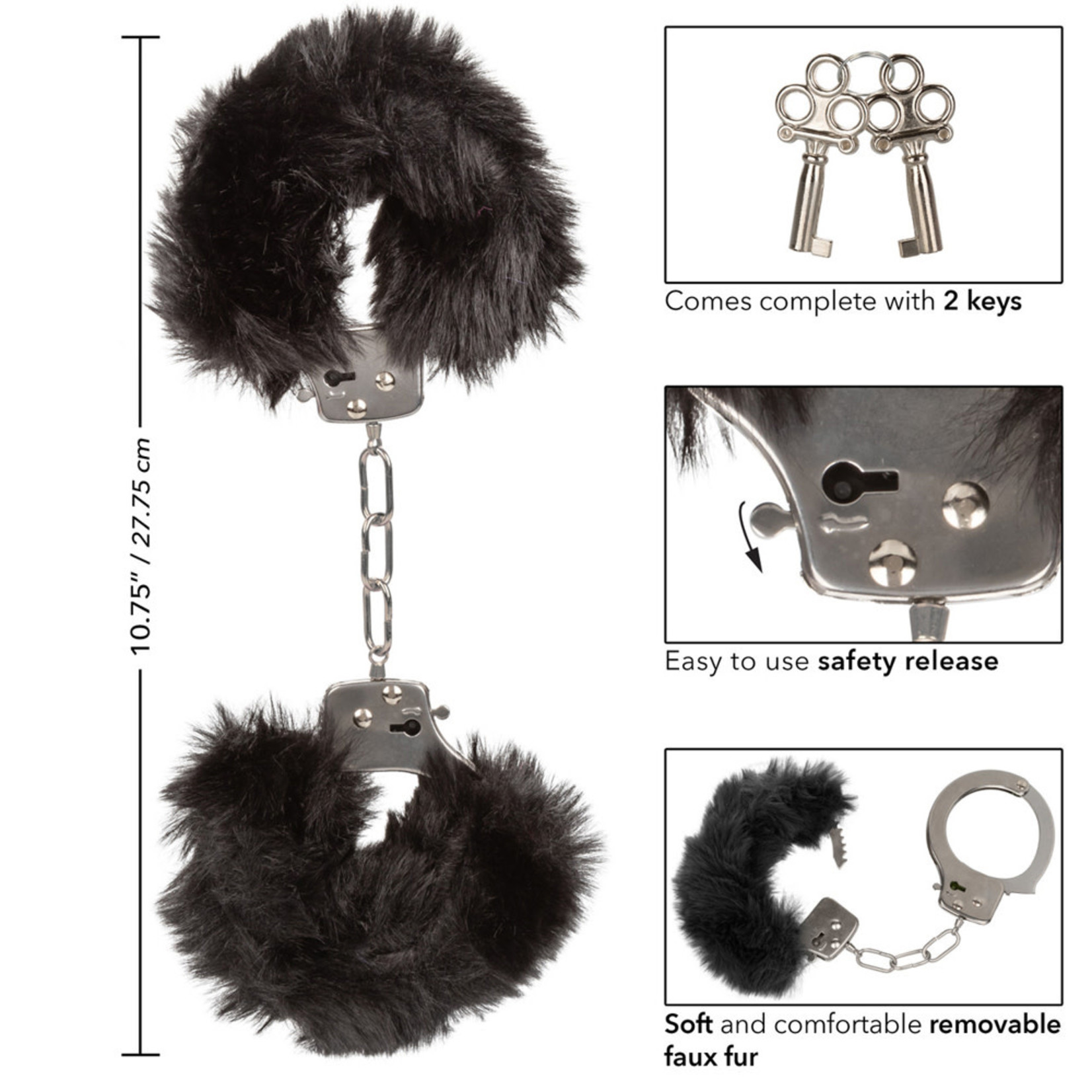 CALEXOTICS ULTRA FLUFFY FURRY CUFFS - BLACK