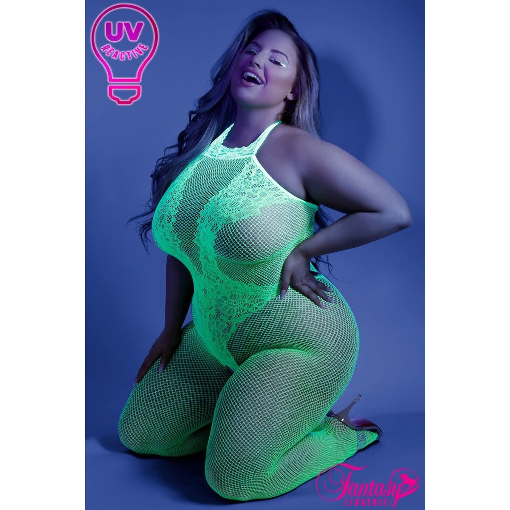 FANTASY LINGERIE FANTASY LINGERIE - GLOW BODYSTOCKING NEON GREEN QUEEN