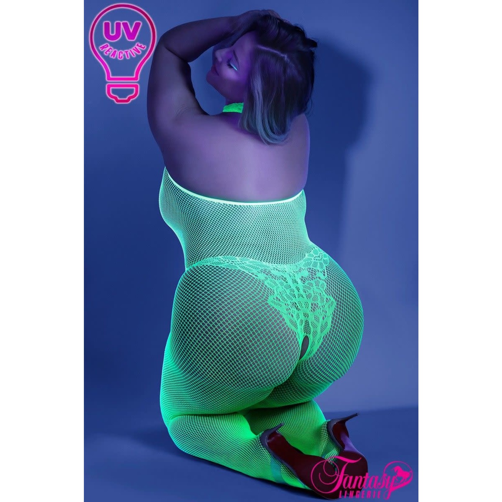 FANTASY LINGERIE FANTASY LINGERIE - GLOW BODYSTOCKING NEON GREEN QUEEN