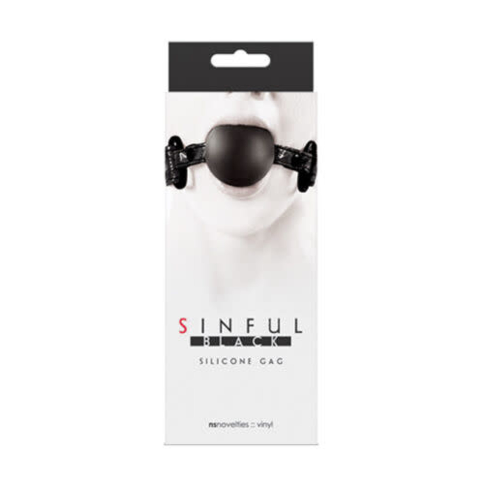 SINFUL SILICONE BALL GAG WITH PATTERNED VINYL STRAP
