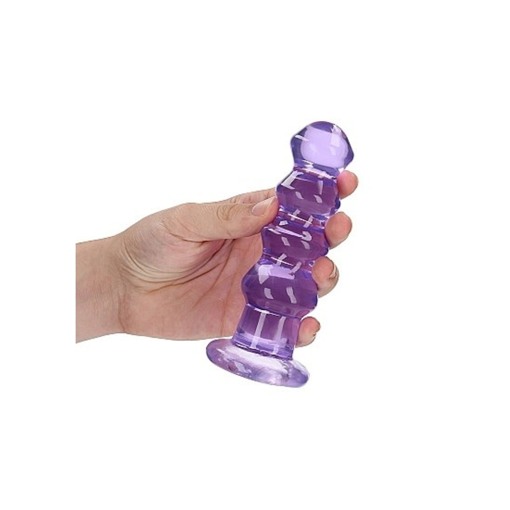 SHOTS REALROCK CRYSTAL CLEAR JELLY 5.5 INCH CURVY DILDO