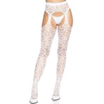 LEG AVENUE LEG AVENUE - HEART NET SUSPENDER PANTYHOSE - WHITE - OS