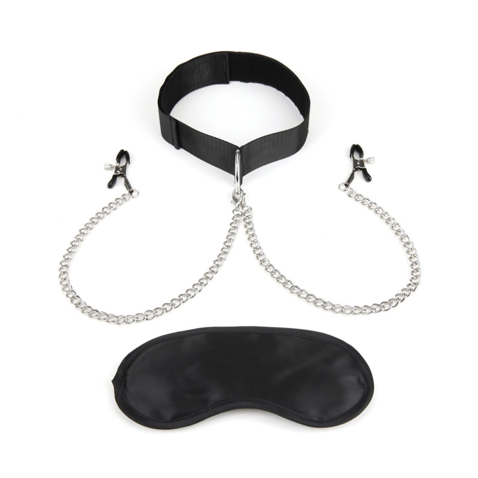 LUX FETISH LUX FETISH COLLAR AND NIPPLE CLAMPS