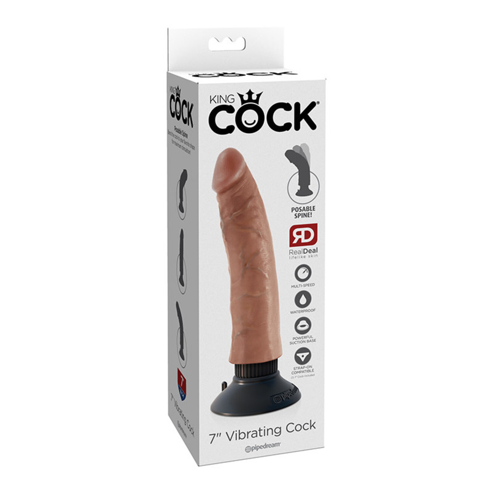 KING COCK KING COCK 7 INCH VIBRATING SUCTION CUP DILDO
