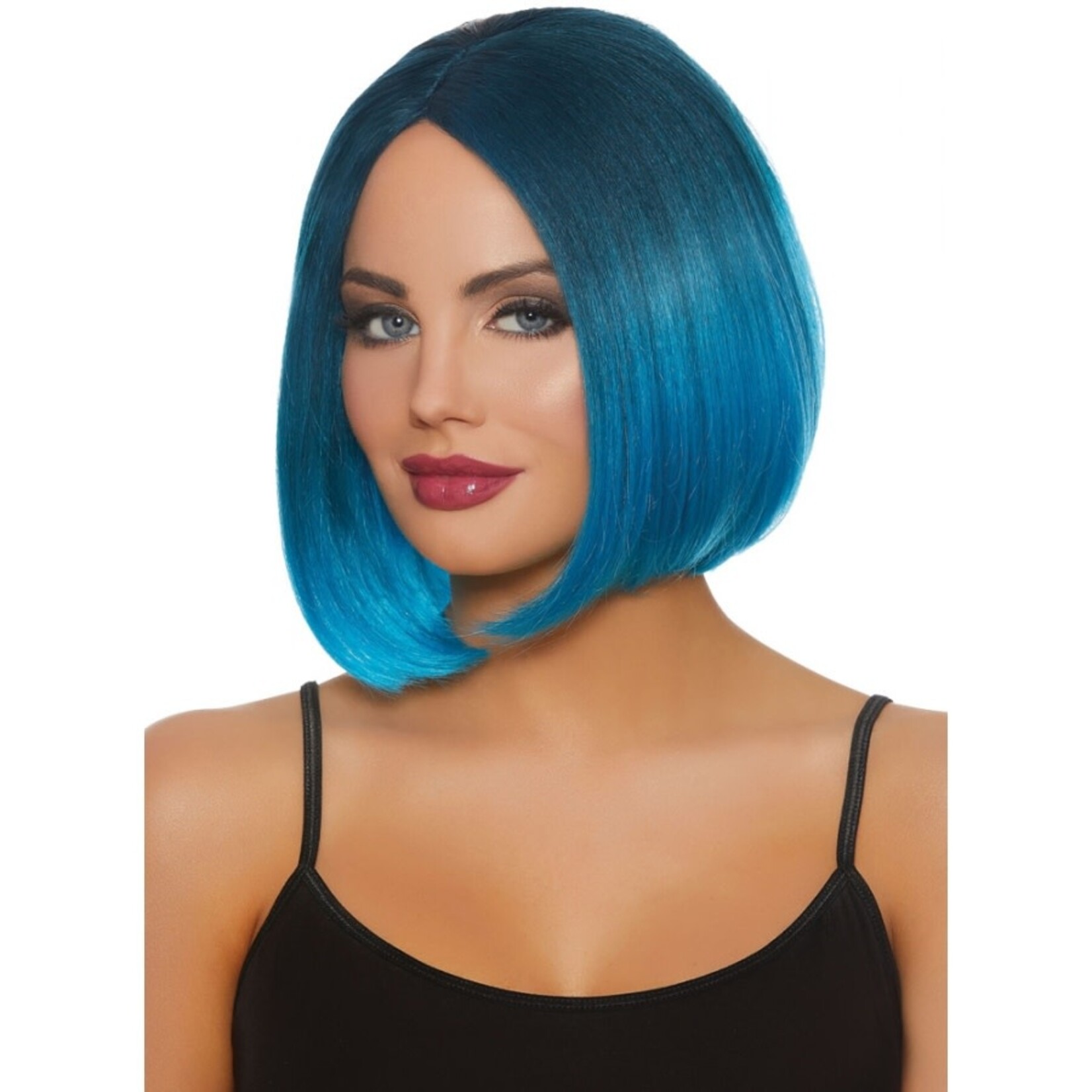 DREAMGIRL LINGERIE DREAMGIRL -  MID-LENGTH ADJUSTABLE OMBRE BOB WIG STEEL BLUE-BRIGHT BLUE O/S