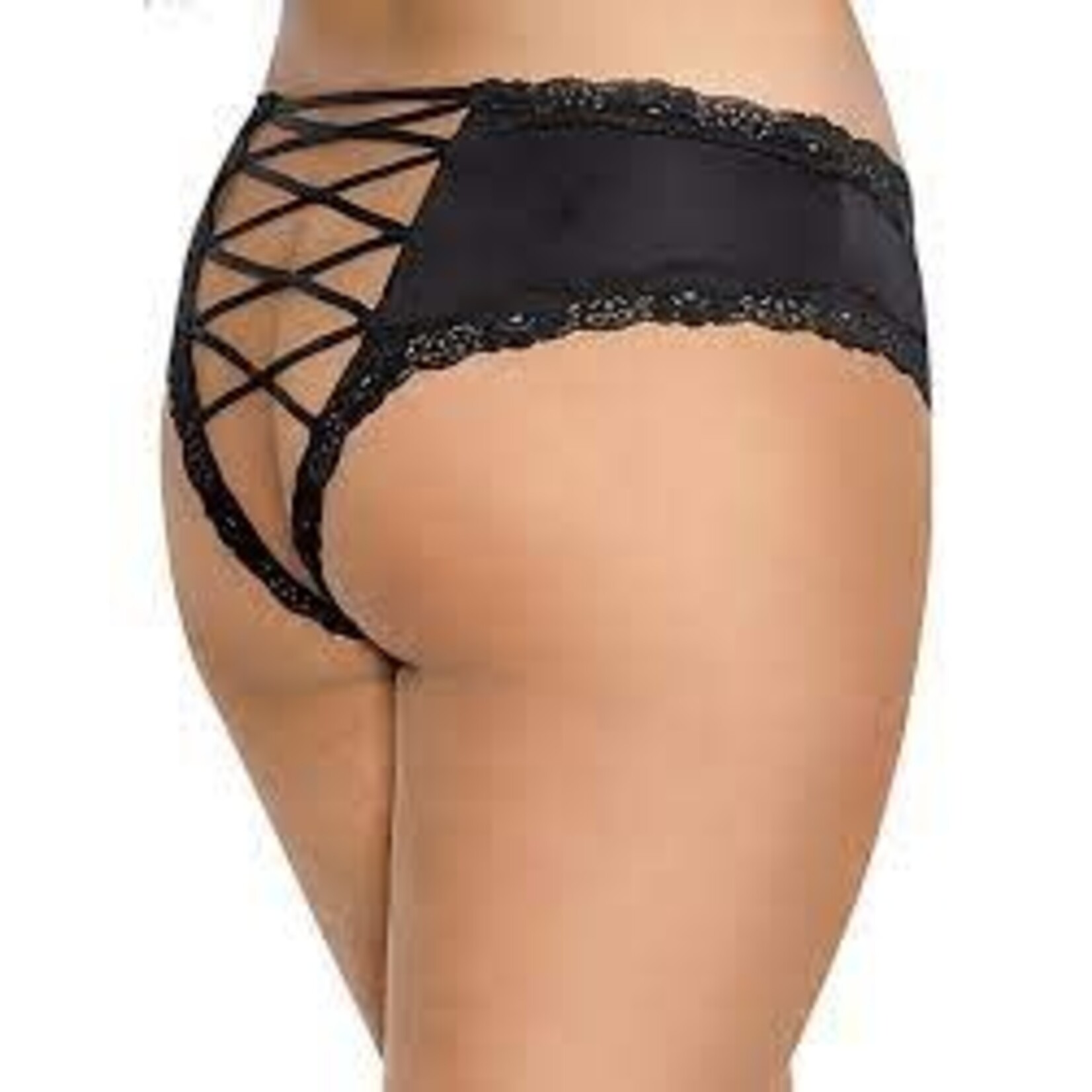 DREAMGIRL LINGERIE DREAMGIRL -  CRISS-CROSS BACK PANTY BLACK S