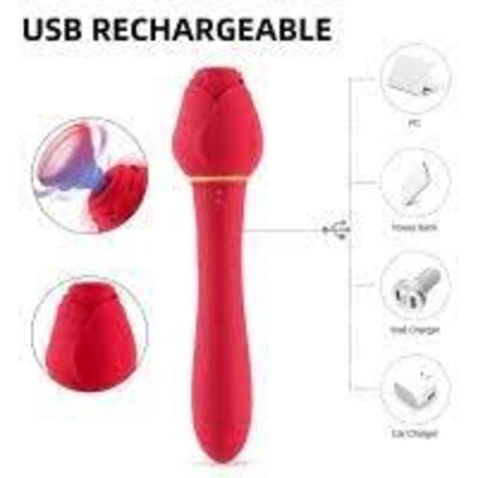 TRACY'S DOG TRACY'S DOG - ROSE WAND VIBRATOR ROSE RED