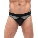 MALE POWER MALE POWER -  IRON CLAD THONG GREY-BLACK S/M