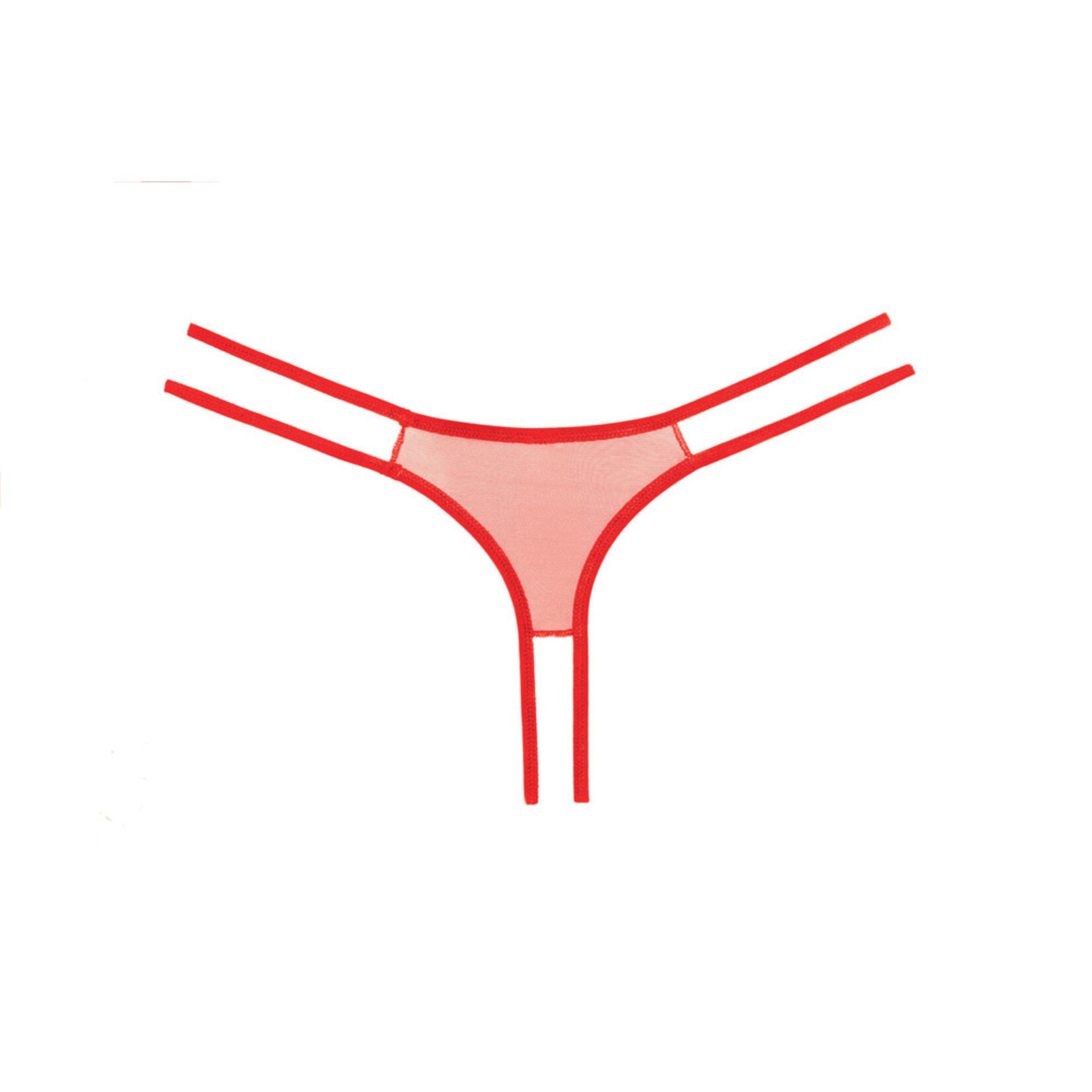 ALLURE LINGERIE ALLURE ADORE - CROTCHLESS SCALLOPED LACE HONEY PANTY - RED