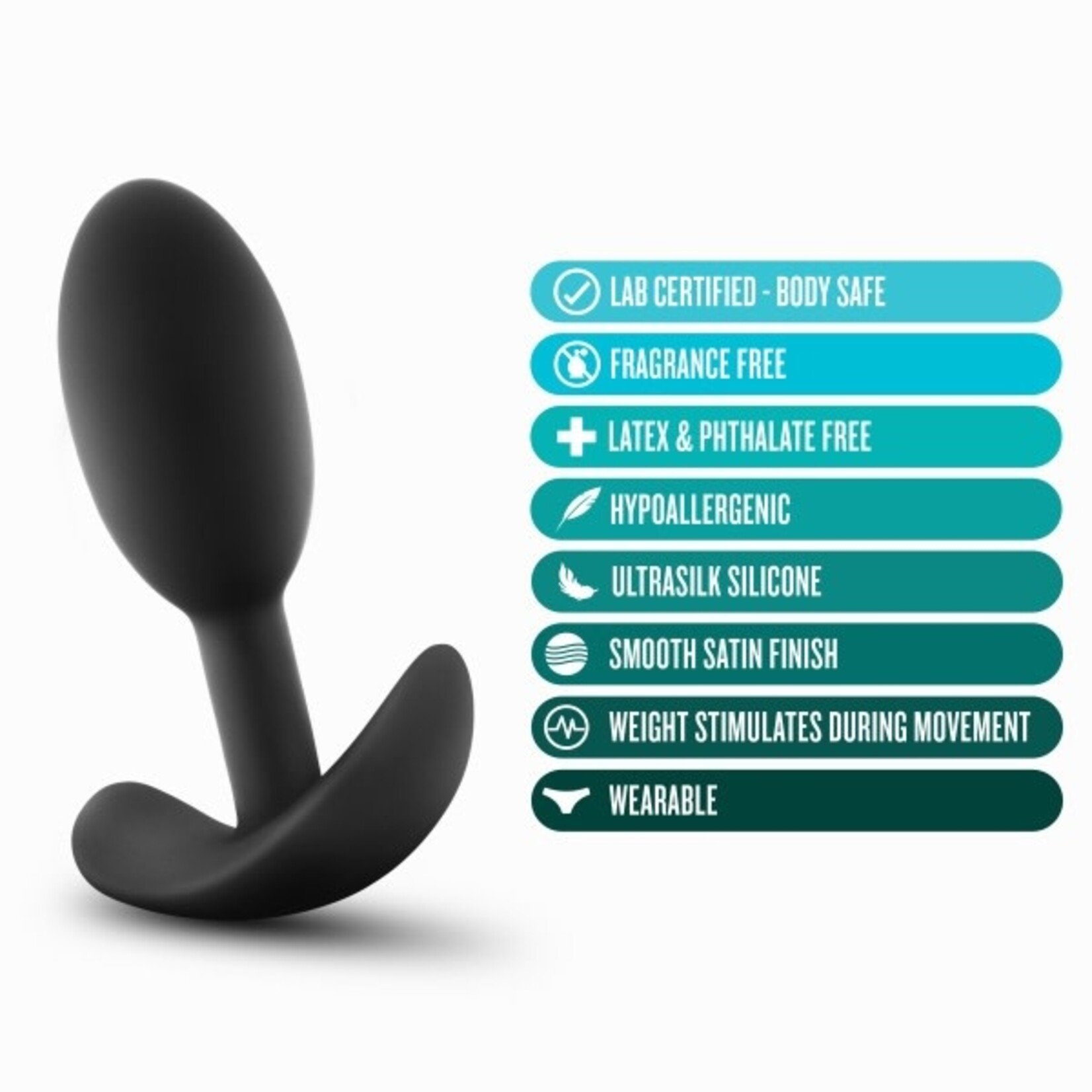 BLUSH BLUSH - ANAL ADVENTURES PLATINUM - SILICONE VIBRA SLIM PLUG - SMALL - BLACK