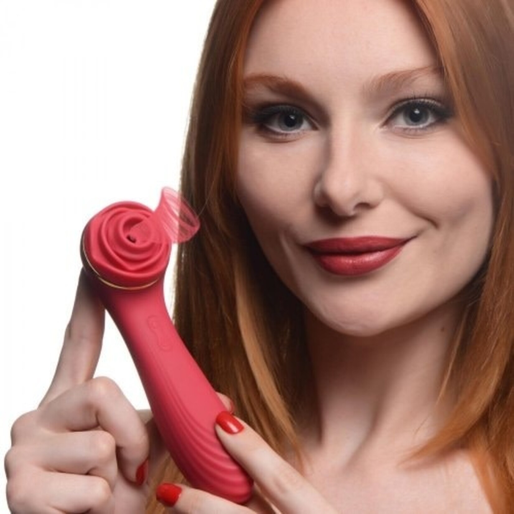 XR BRANDS BLOOMGASM PASSION PETALS 10X SILICONE SUCTION ROSE VIBRATOR - RED