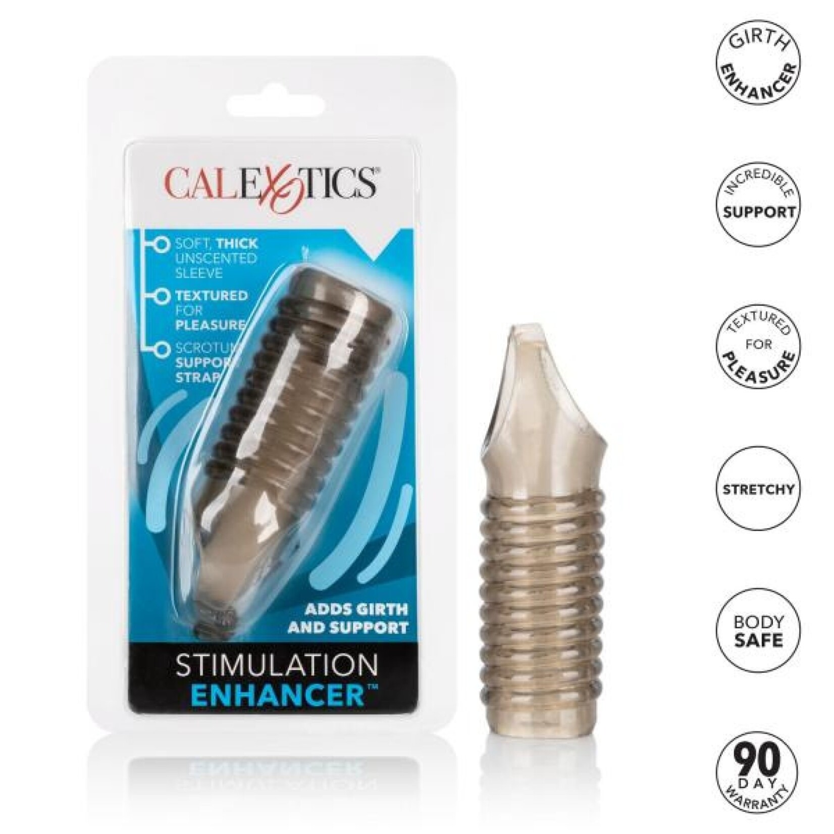 CALEXOTICS CALEXOTICS - TEXTURED STIMULATION ENHANCER PENIS SHEATH - SMOKE