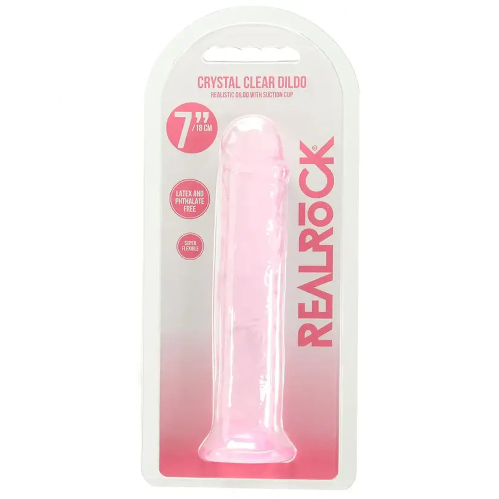 SHOTS REALROCK CRYSTAL CLEAR JELLY 7 INCH DILDO