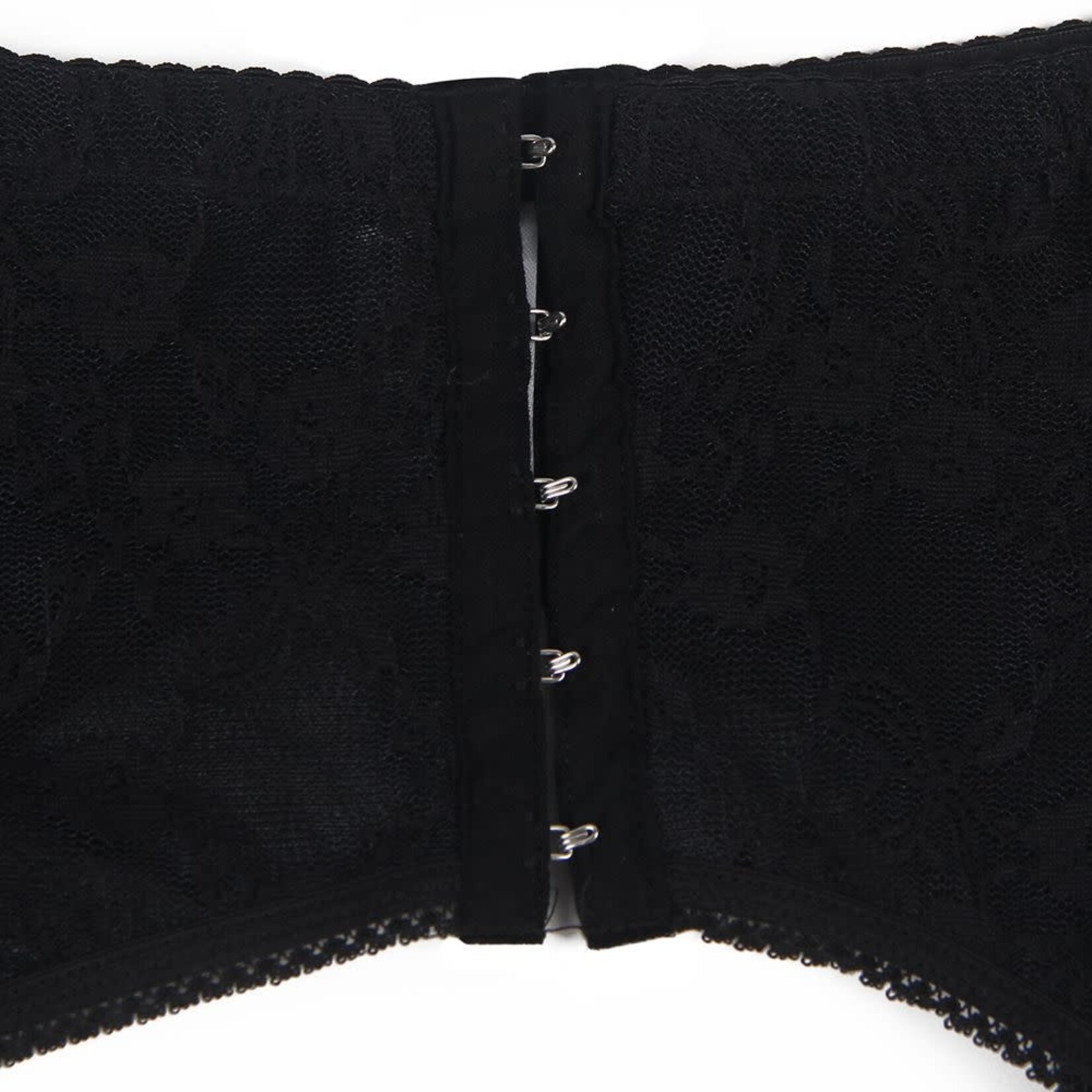 OH YEAH! -  BLACK SEXY LACE GARTER FIVE HOOK AND EYE PANTY M-L
