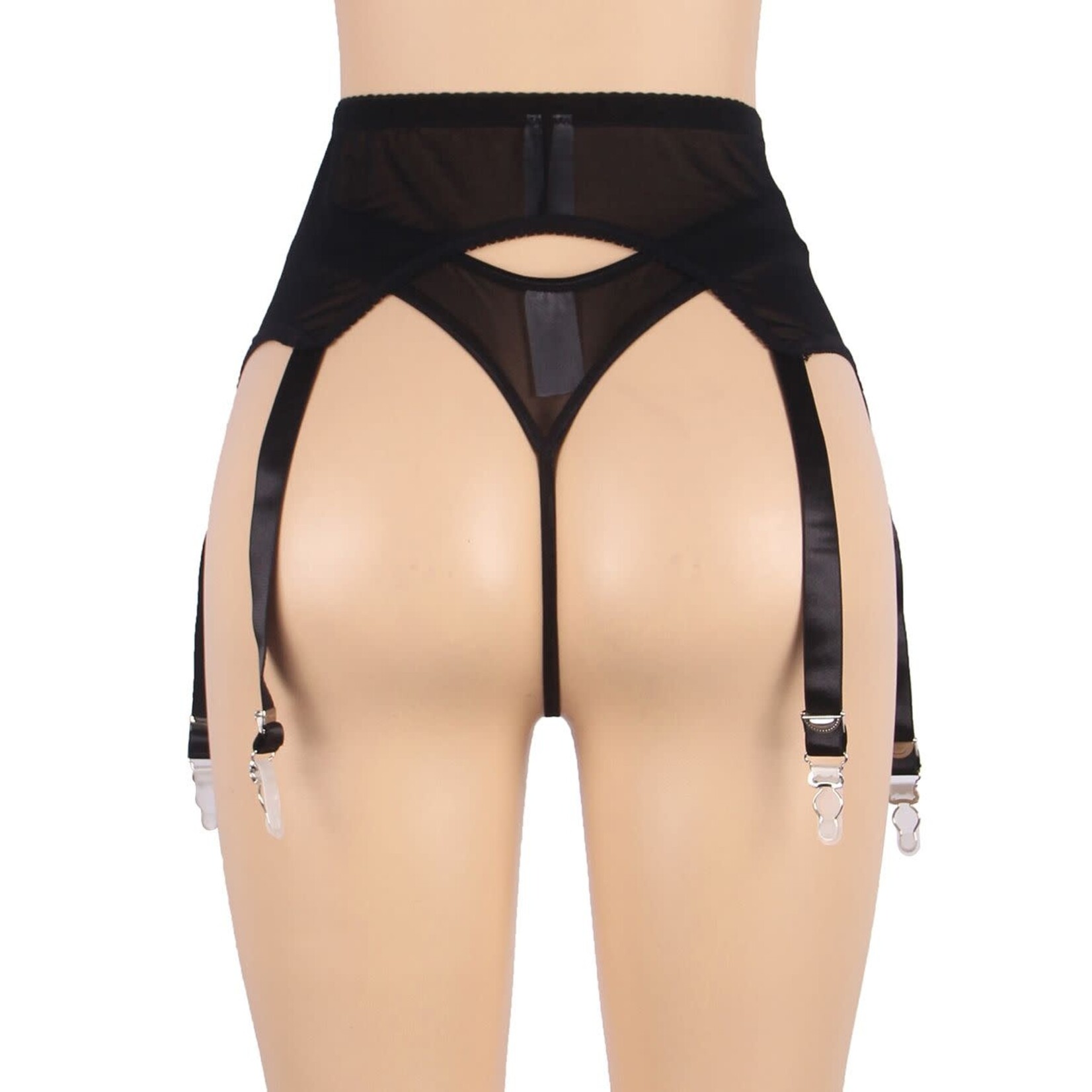 OH YEAH! -  BLACK SEXY LACE GARTER FIVE HOOK AND EYE PANTY M-L