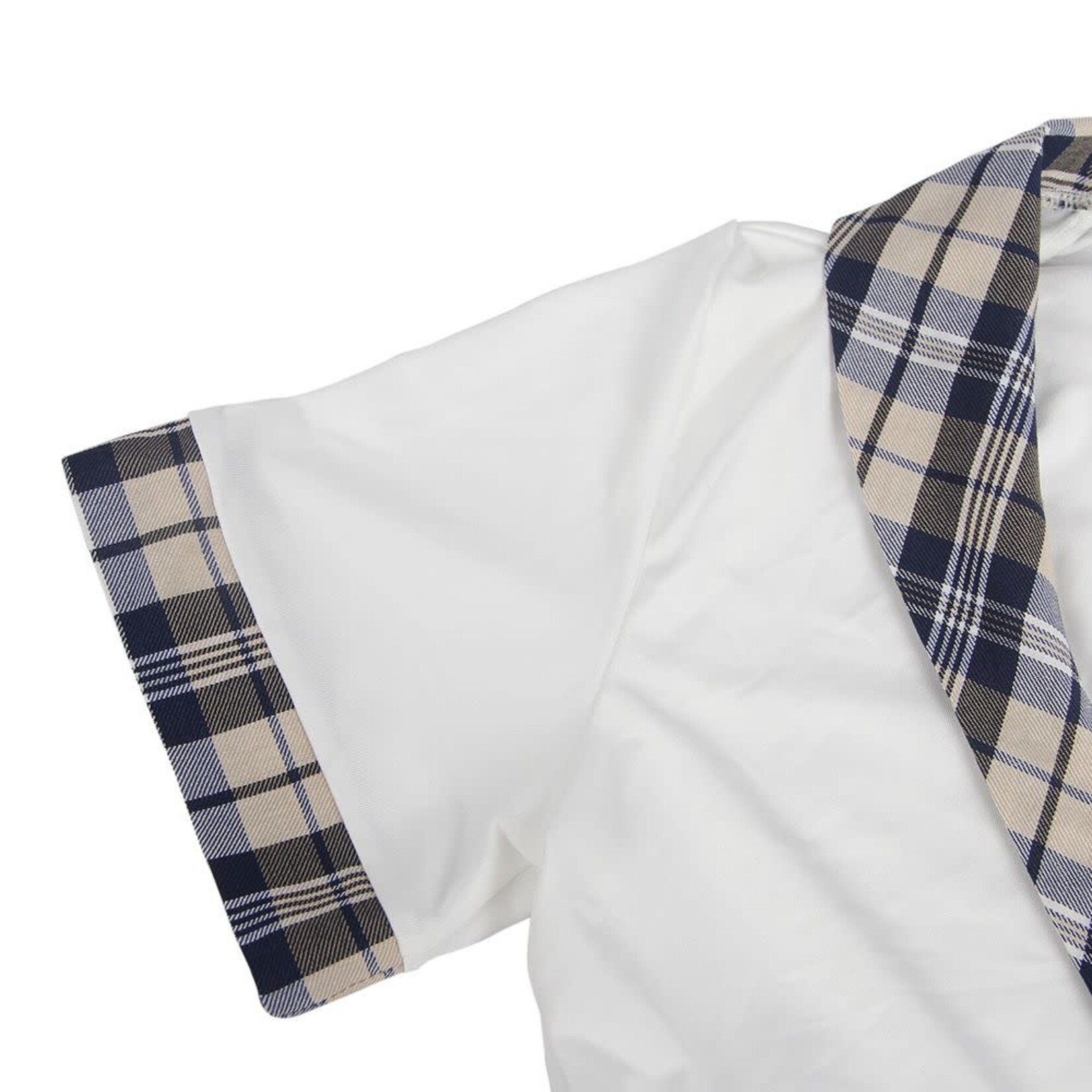 OH YEAH! -  SEXY WHITE CROP TOP PLAID SKIRT COSPLAY SUIT UNIFORM M-L