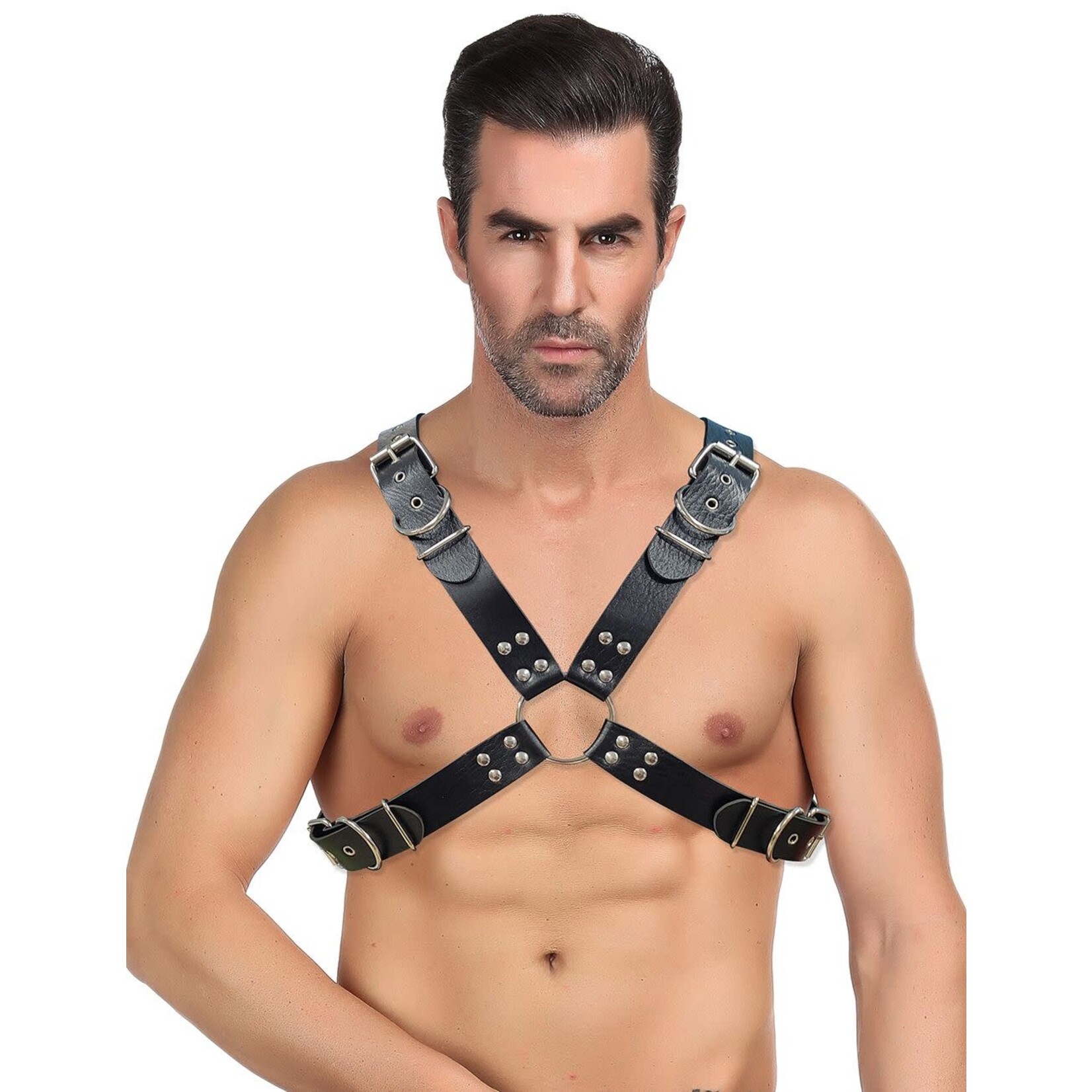 OH YEAH! -  MEN'S LEATHER ADJUSTABLE CHEST STRAP ONE SIZE