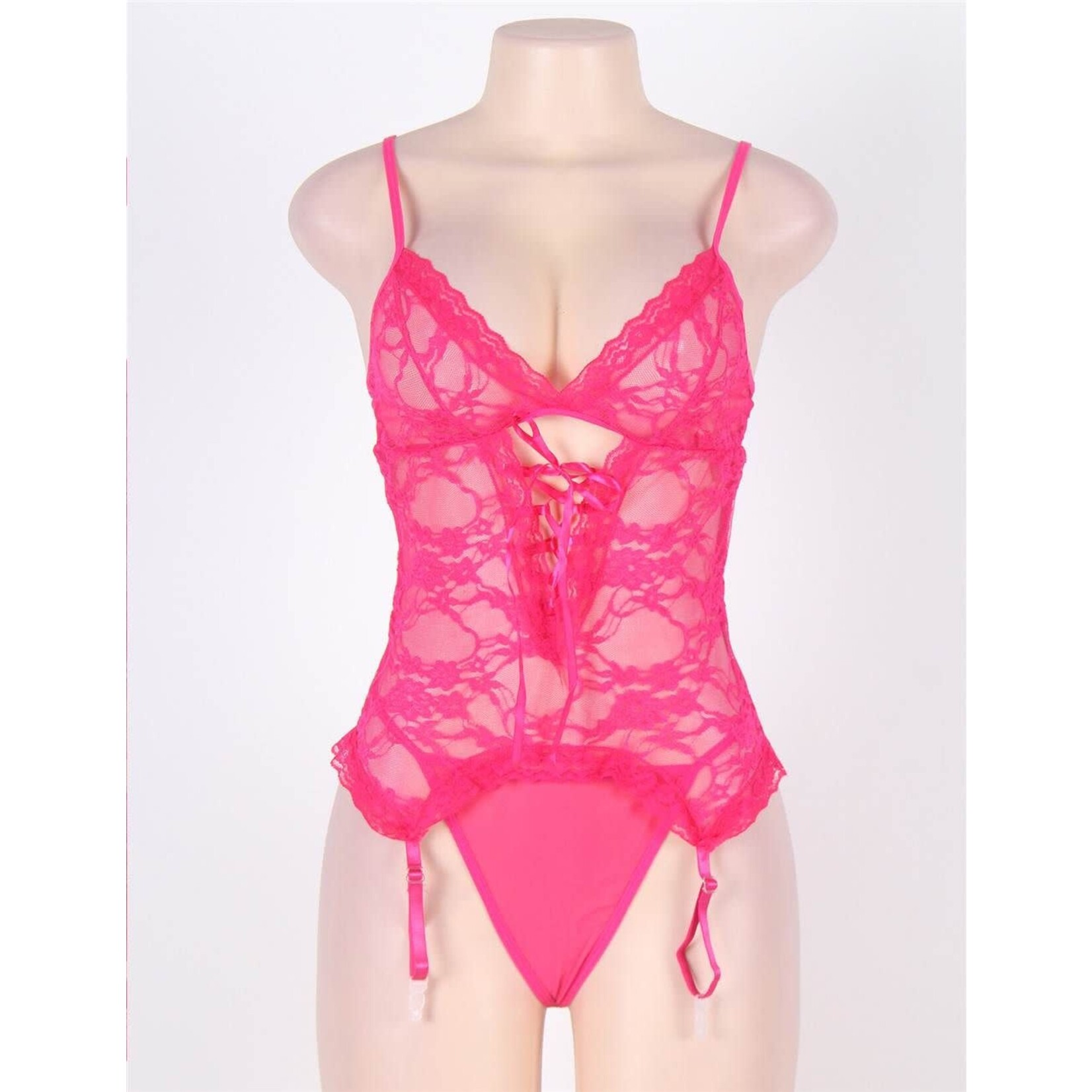 OH YEAH! -  ROSY OPEN BACK LACE TEDDY L
