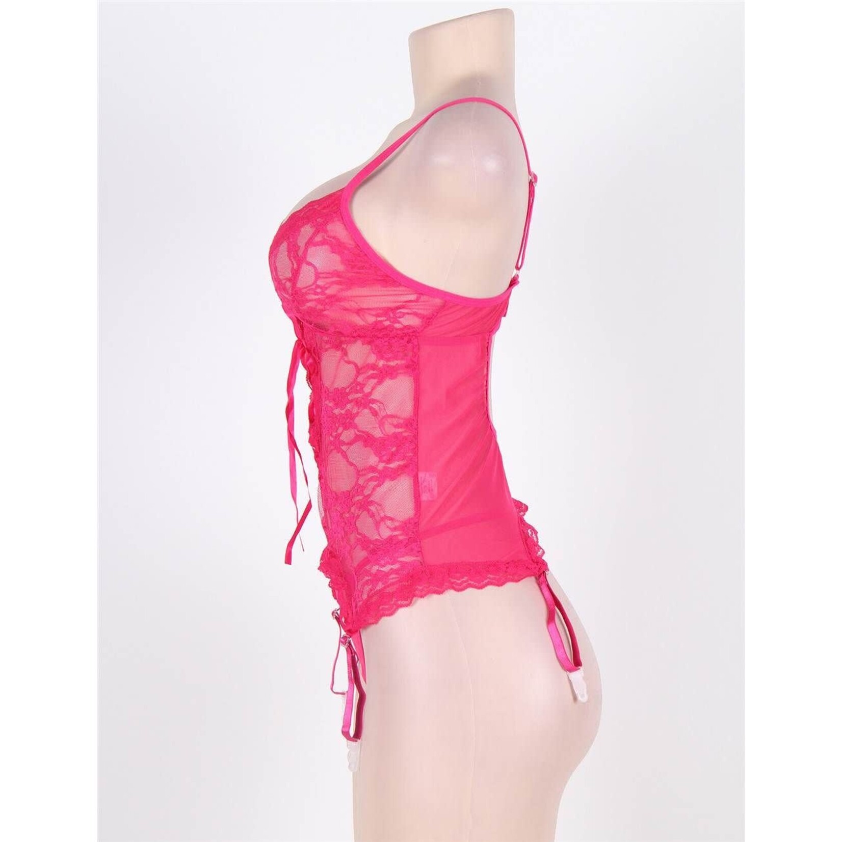 OH YEAH! -  PLUS SIZE ROSY OPEN BACK LACE TEDDY XL