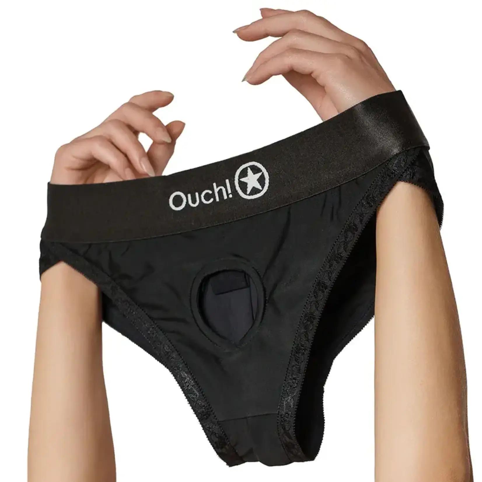 OUCH OUCH! BLACK VIBRATING STRAP-ON HIPSTER XS/S