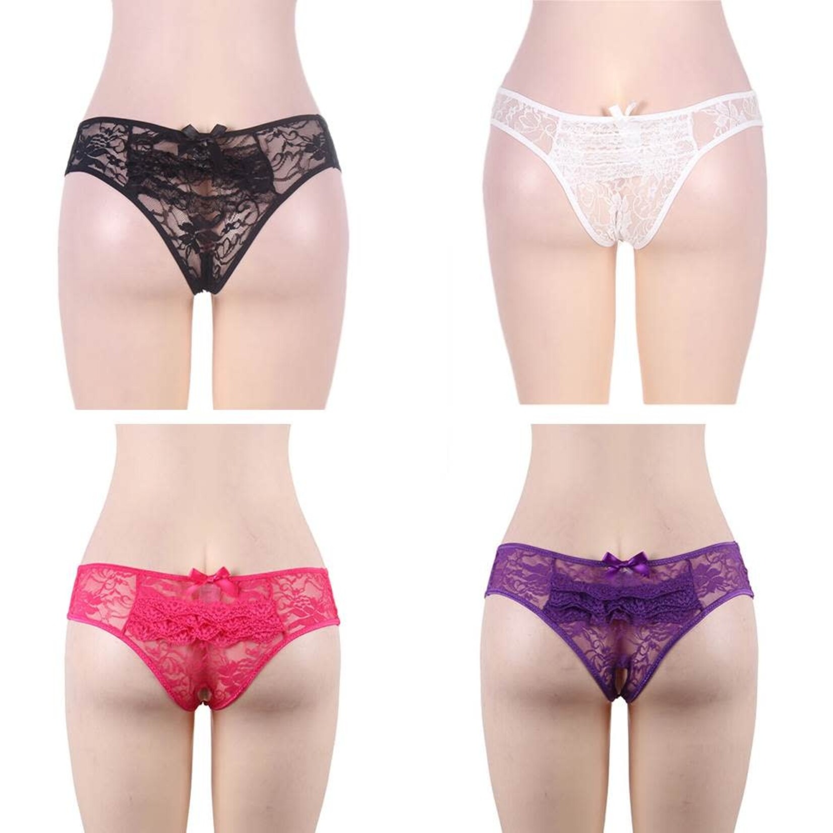 OH YEAH! -  OPEN CROTCH FLORAL LACE PANTY 4IN1 BOX XL-2XL