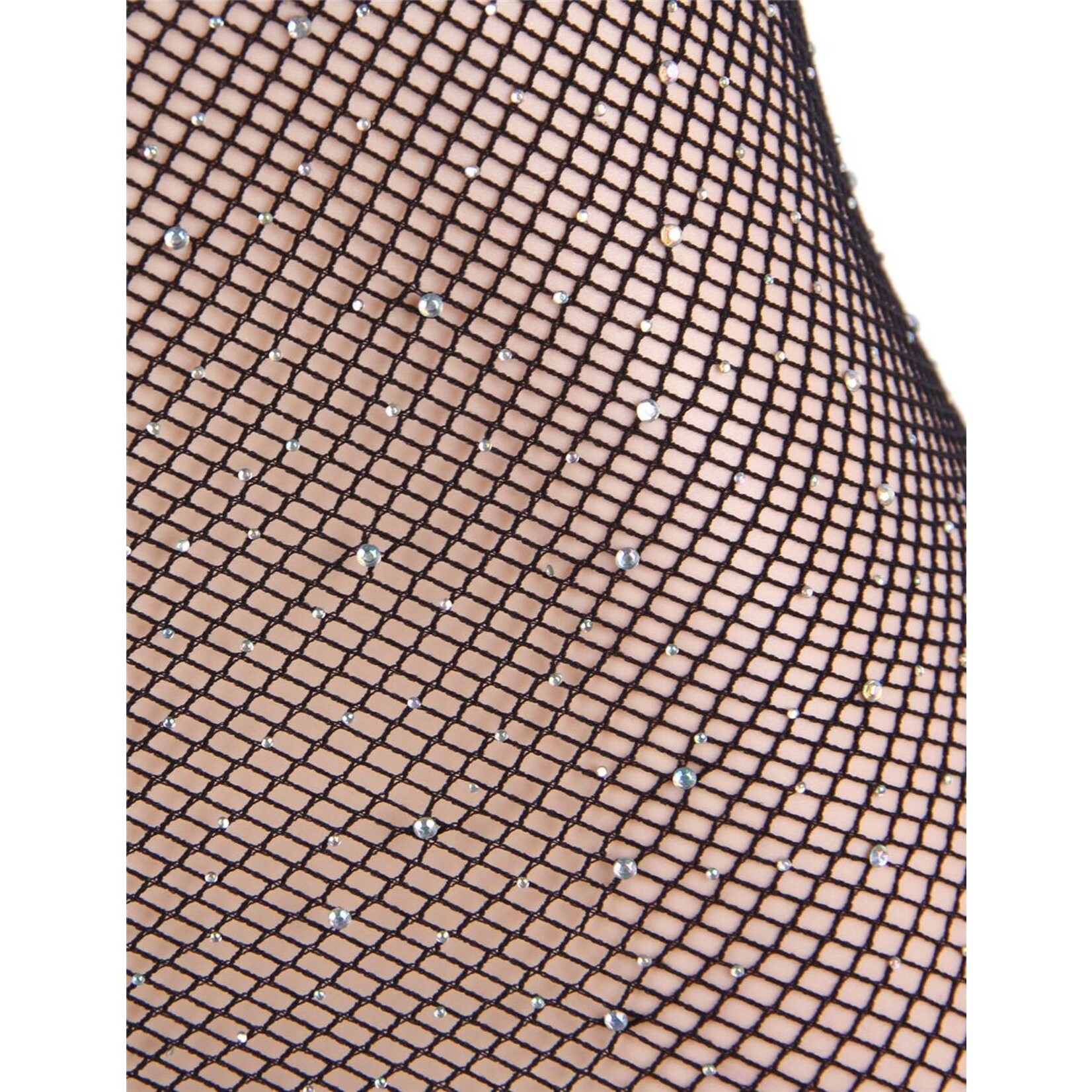 OH YEAH! -  BLACK FISHNET OFF-THE-SHOULDER SPARKLE BODYSTOCKING XS-M