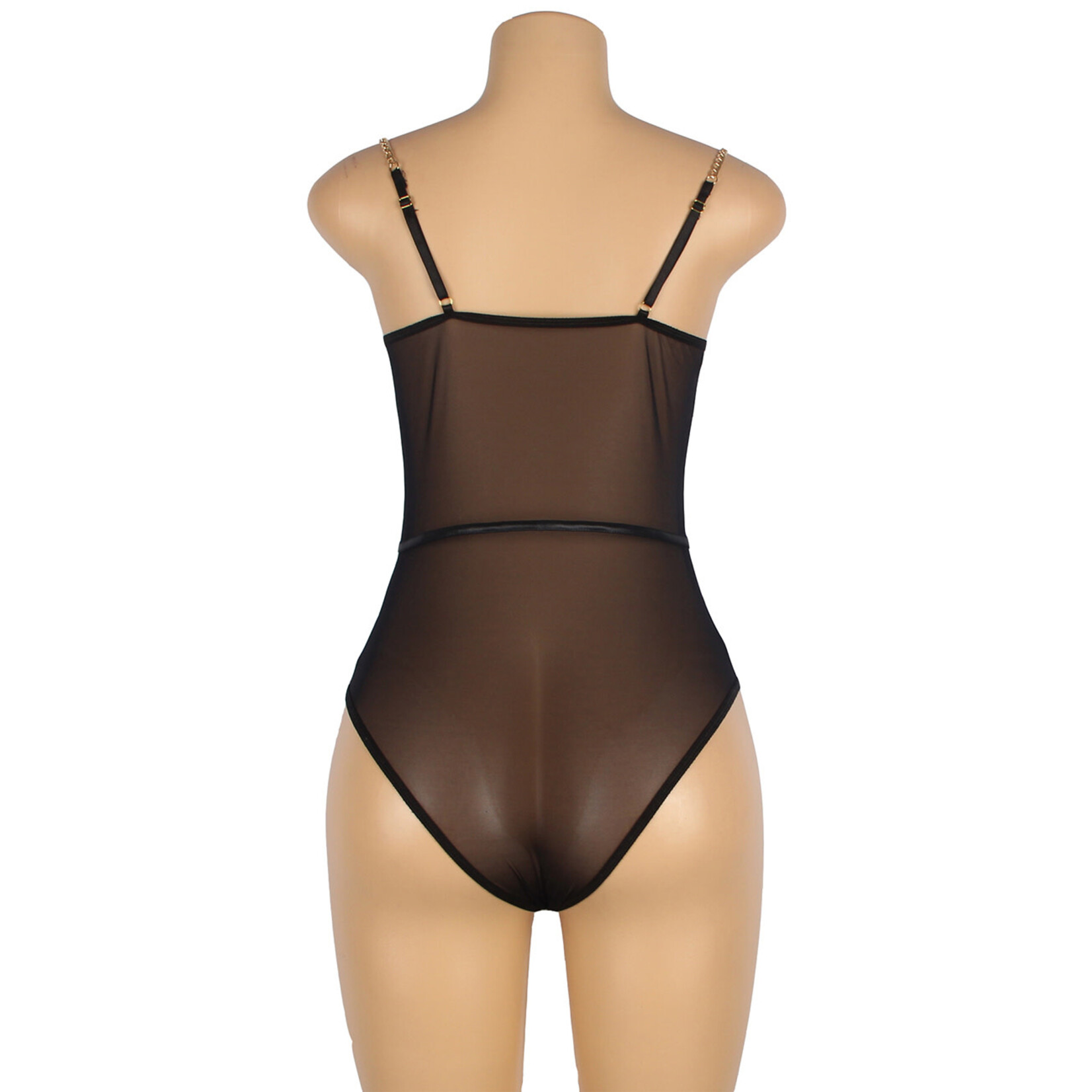 OH YEAH! -  ONE PIECE METAL STRAP SEE THROUGH UNDERWIRE BODYSUIT XS-S